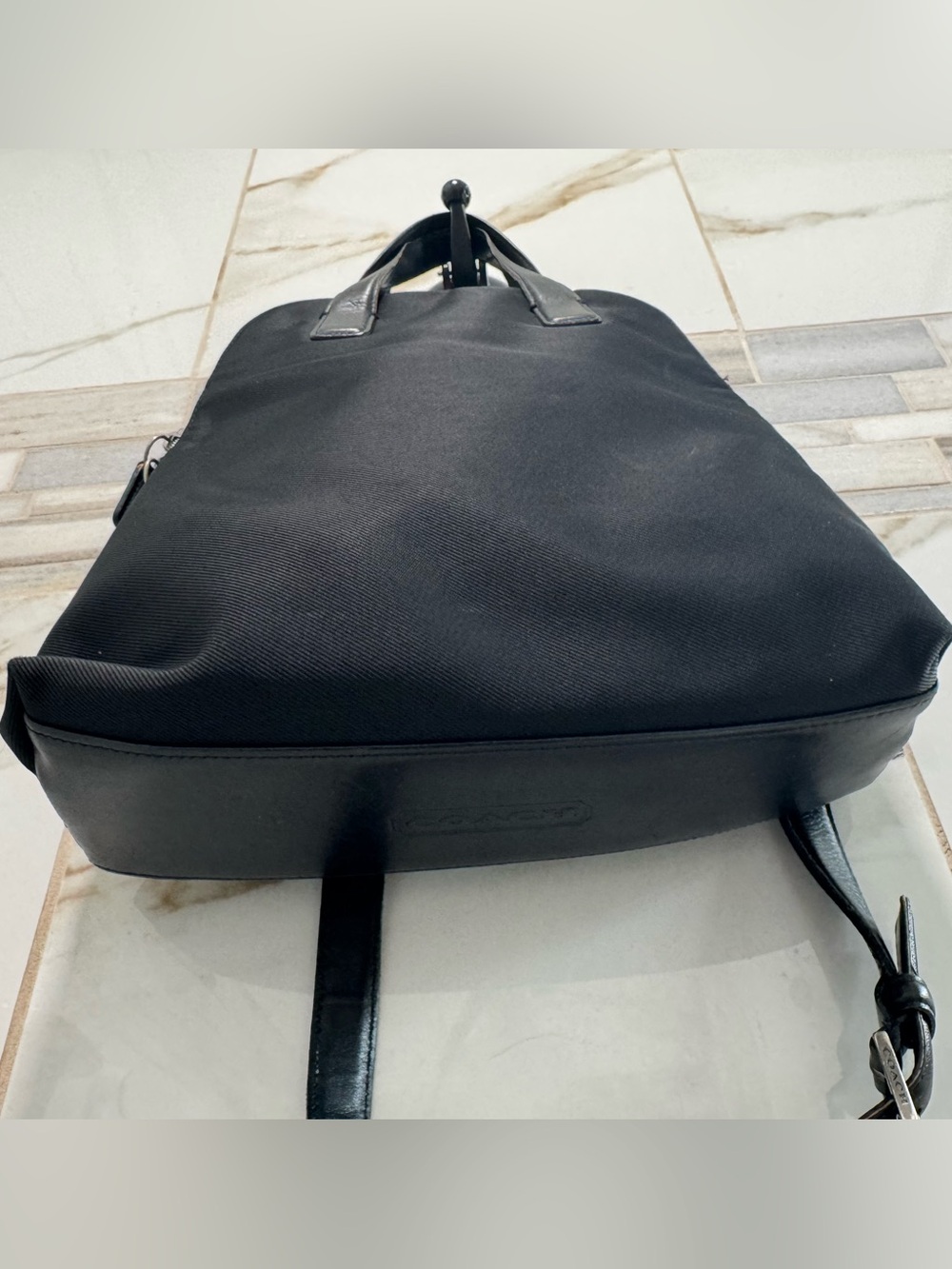 Coach Mercer 7404 Black Nylon Leather Trim Backpack Purse One Strap Missing Read - Picture 4 of 16